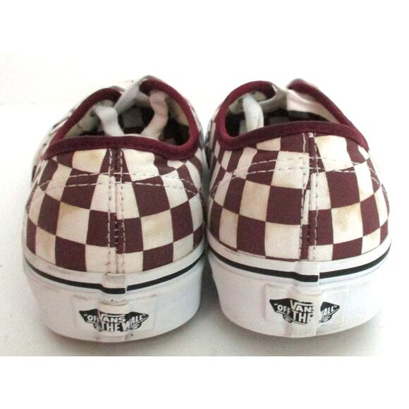 Van's Unisex Red & White Checked Canvas Lace Shoes Women's 6.5 & Men's 5 - Picture 3 of 10